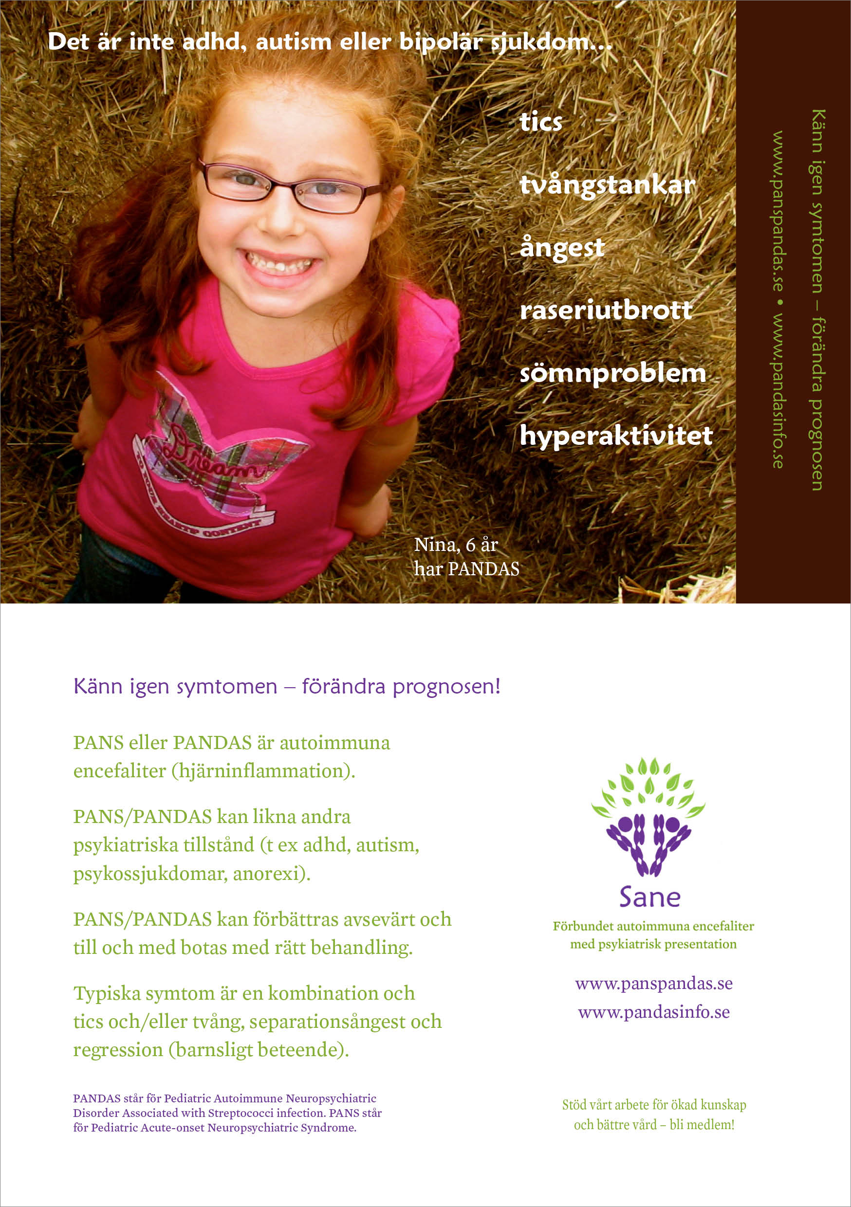 Bild på sexårig flicka, informationstext om PANS